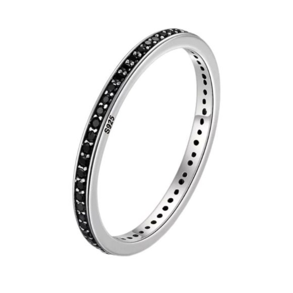 925 Sterling?Silver Black CZ Band Ring